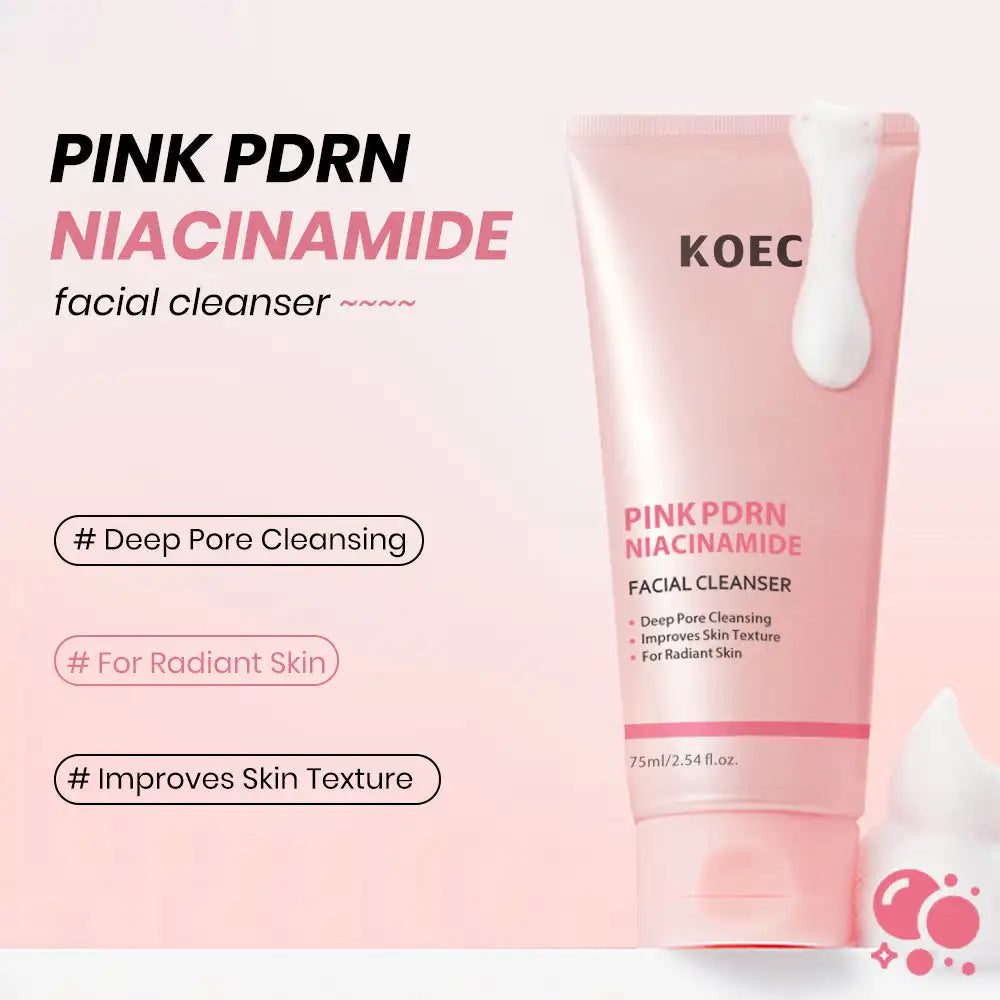 75ml KOEC Pink PDRN Niacinamide Facial Cleanser Hydrating Smoothing Glowing Deep Pore Cleansing Improve Texture Hyaluronic Acid