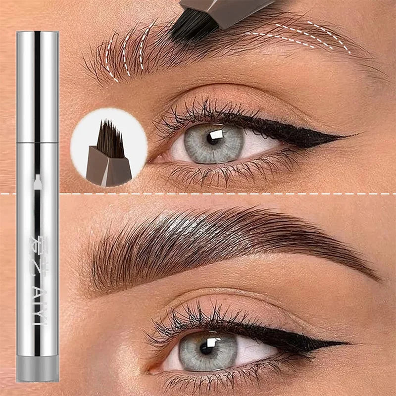 Waterproof Eyebrow Pen 4 Fork Tip Long Lasting Smudge Resistant Liquid Eyebrow Pen Precise Sketch Wild Eyebrow