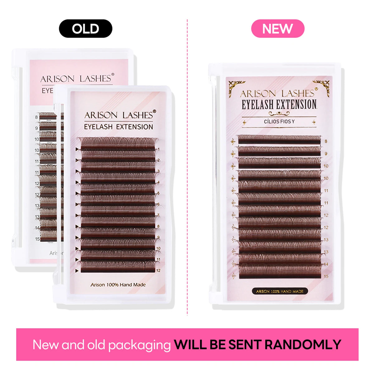 ARISON Brown 2D YY Lashes Double Tips Eyelashes Extension Cilios Y Premade Volume YY Shape EyeLash Grafting Extension Split Tip