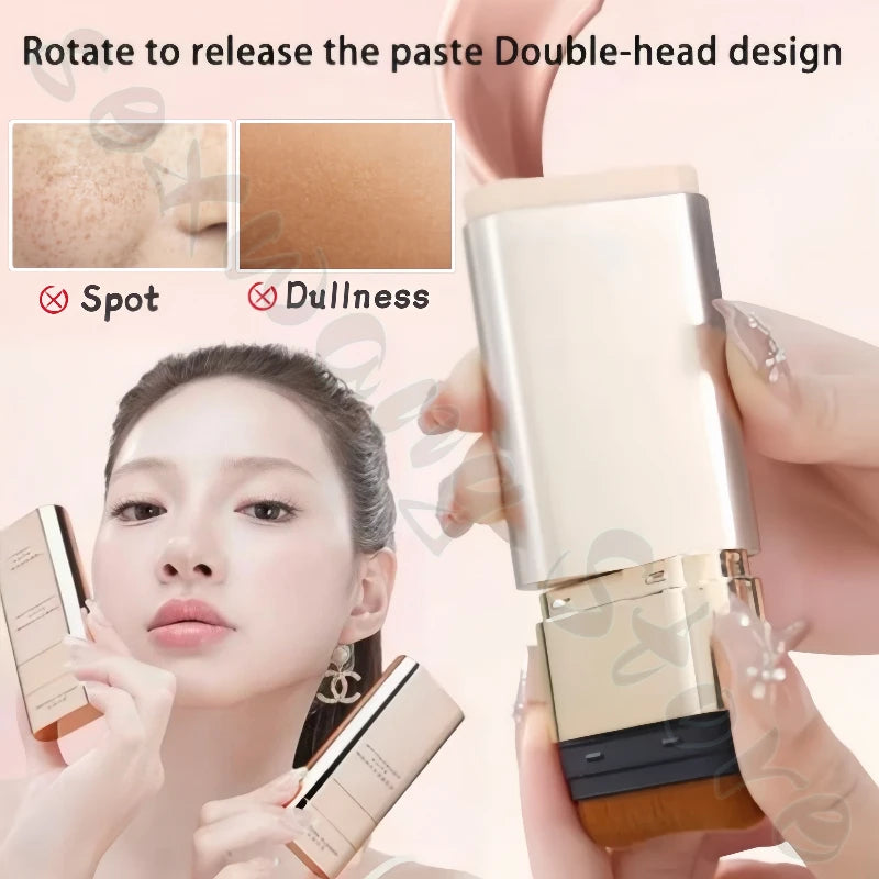 VIVIEN BEAUTY Double-head Foundation Stick Concealer Light Transparent Eraser Covers Spots and Acne Pores Brightens Skin Tone