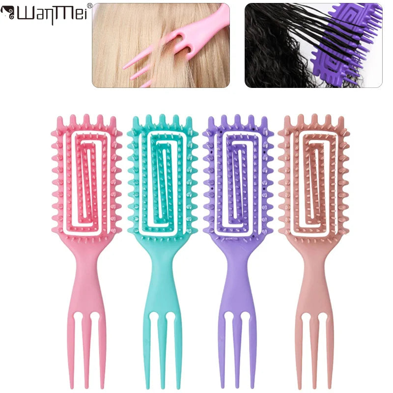3 in 1 Curl Define Styling Brush Hollow Out Detangling Hair Brush Tangled Hair Comb Shaping Defining Curls Barber Styling Tools