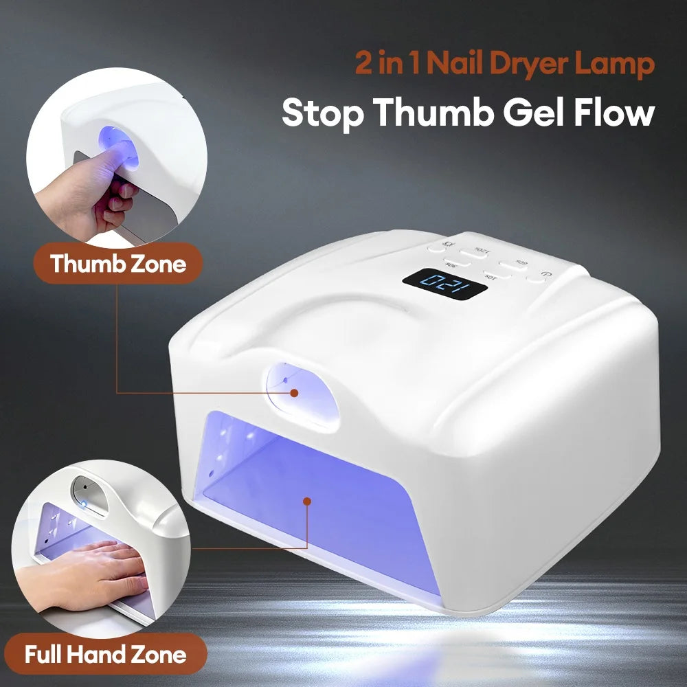 2 IN 1 Nail Dryer UV Light for Nail 78 LEDs Single Toe Finger Full Hand Nail Curing Dual Port Nail Lamp Auto Sensor Nail Art