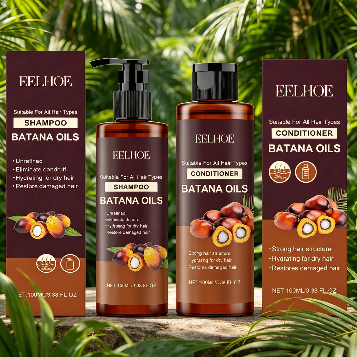 Batana Oil Shampoo Conditioner Cleaning Scalp Oil Control Anti Dandruff Smoothing Prevent Dryness Hair Care Set for Men Women