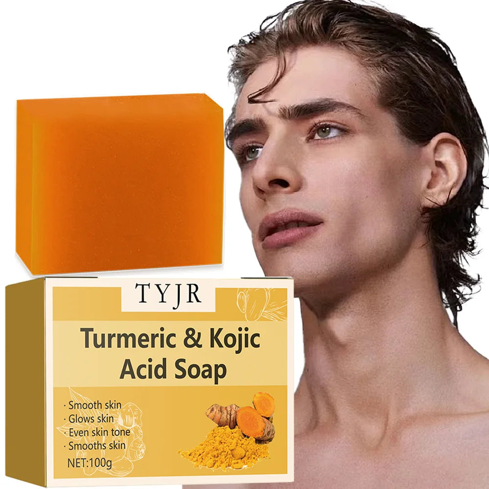 Lemon Turmeric Acid Soap - Deep Cleansing and Moisturizing, Contains Vitamin E and Olive Oil, Handmade, Suitable for Hair, Face, and Body, Suitable for All Skin Types, Lemon Turmeric Soap