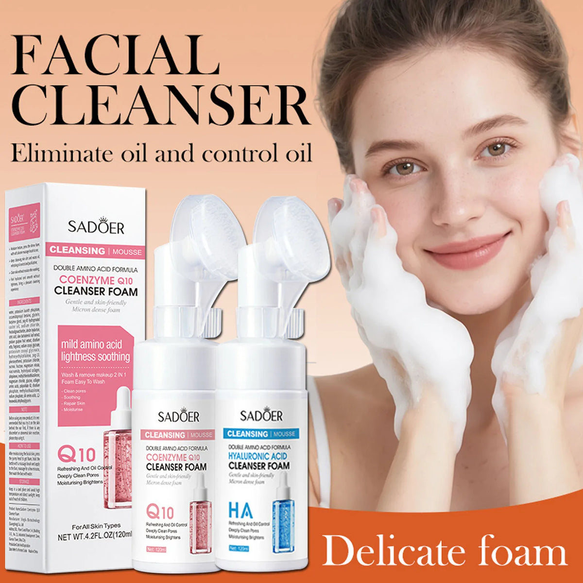 1/2PCS Amino Acid Facial Cleanser Face Wash Foam Face Massasge Facial Hydrating Moisturizing Skin Products Mossee Cleansing Care