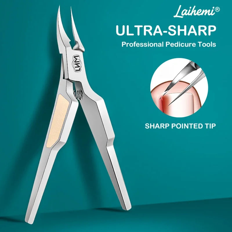Laihemi Ingrown Toenail Clipper, 68°Slanted Ultra Sharp Stainless Steel Professional Pedicure Nipper for Thick Hard Nails