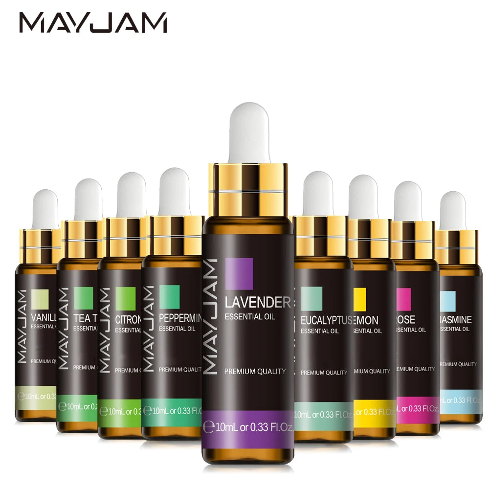 MAYJAM 10ML Pure Natural Essential Oil for Aromatherapy Diffuser Lavender Jasmine Eucalyptus Vanilla Mint Sandalwood Scents