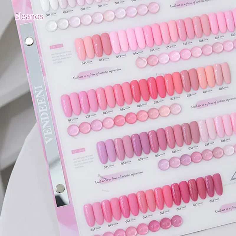High Saturation Nude Pink Gel Polish Pastel 48Pcs Set With Color Card Soak Off UV Led Gel 15ml Fine Glitter Cherry Pink Gel 15ml