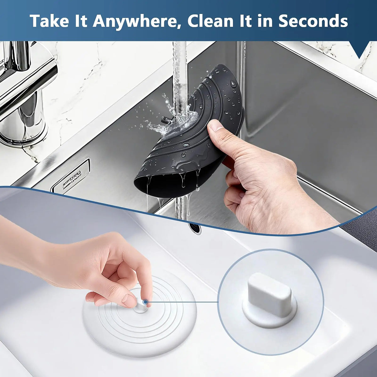 3PCS Bathtub Drain Stopper Cover,6 inch Silicone Bath Tub Plug Essentials Flat Suction for Kitchen Bathroom Laundry Accessories