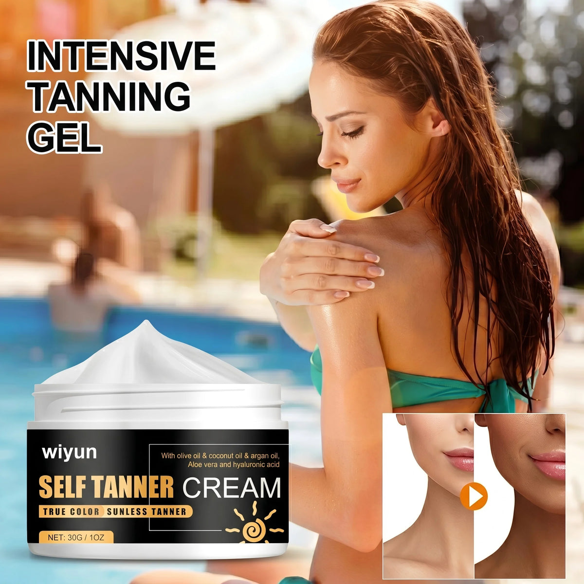 Natural Tanning Cream Face Body Long Lasting Bronzer Skin Tanner Anti-UV Nourishing Self-Tanning Body Lotion