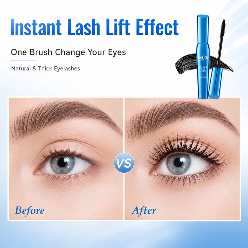 LifeGirls 3D Curling Mascara Waterproof Lengthening Volumizing No Clumping Smudge Proof Long Lasting Black Eye Makeup Eye Lashes