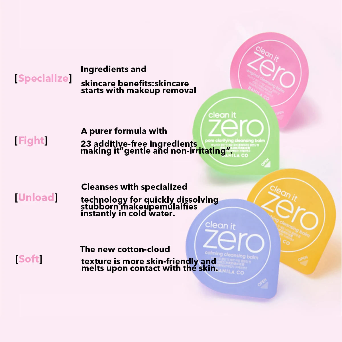 Banila Co Clean It Zero Cleansing Balm Mini Capsule Set 4×3g,Creamy Balm,Deep Makeup Removal,Korean Cosmetic,Korean Makeup