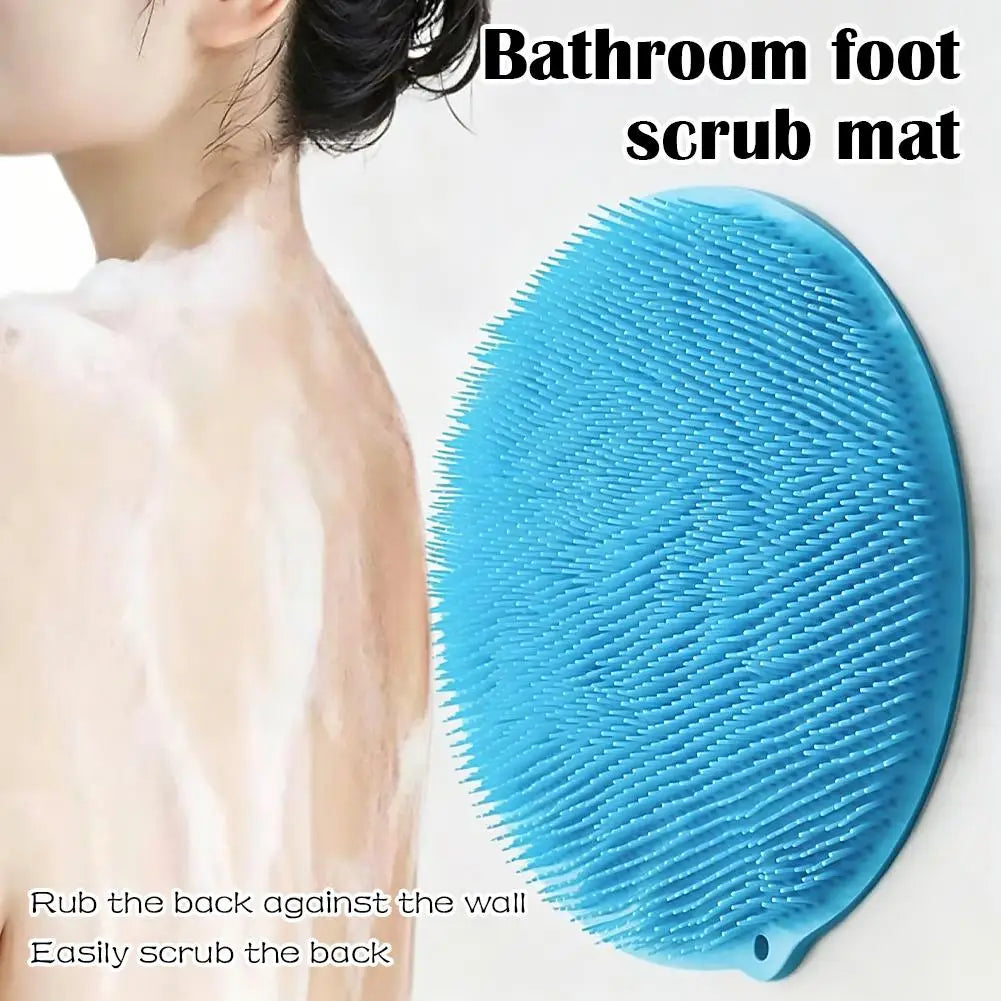 Shower Foot Scrubber Mat Non-Slip Bath Back Washer Pad Body Exfoliating Massage Brush with Suction Cups Wall Mounted Cleaner