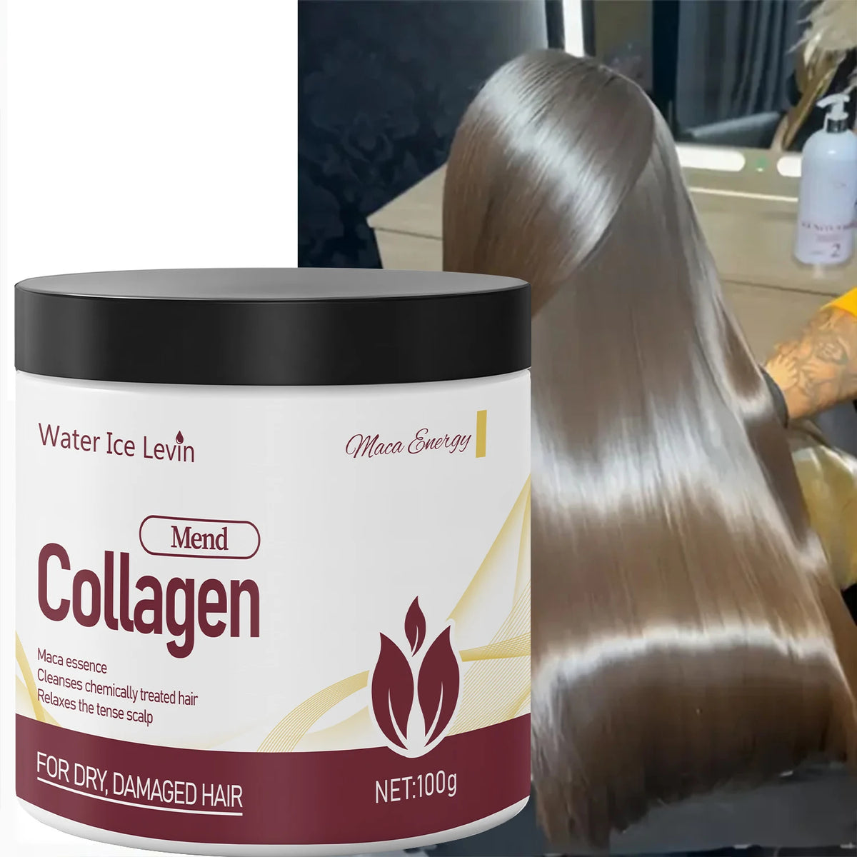 Water Ice Levin Collagen Hair Mask Maca Essence Deep Repair. Revives Dry, Damaged Hair. Soothes Scalp. Strengthens Each Strand