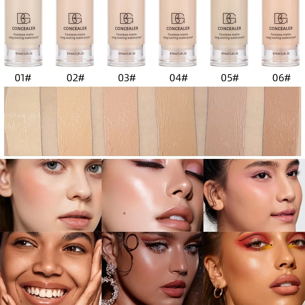 Mini Matte Concealer Full Coverage Liquid Foundation Long-Lasting Waterproof Suitable for All Skin Types Multi-Tone Coverage