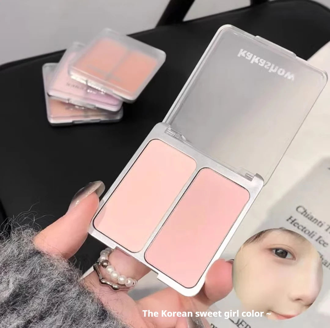 Kakashow Bi-Color Powder Blusher Cheek Blush Low Saturation Light Color Pseudo Plain Color Expansion Color Natural Makeup