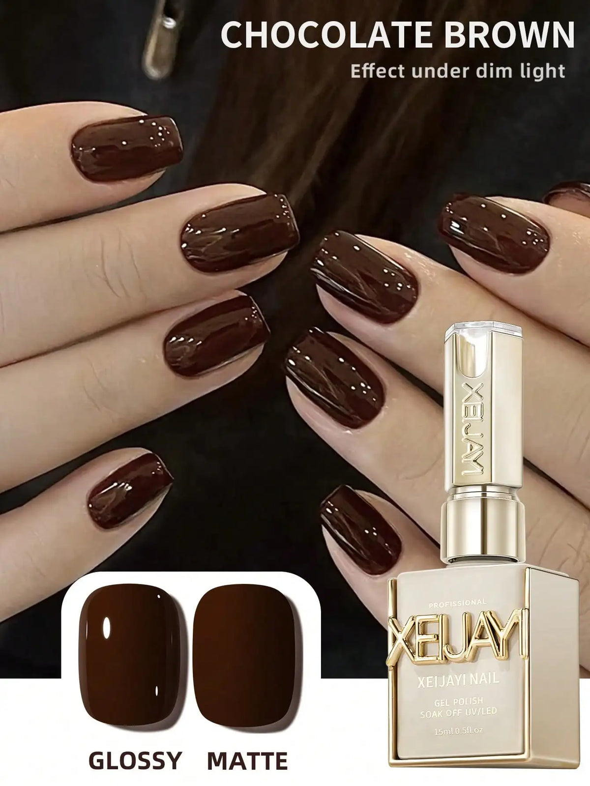 1pc 15ml Reddish Brown Gel Nail Polish Starter Pure Soak Off No Wipe Nail Gel Polish Suitable For All Seasons