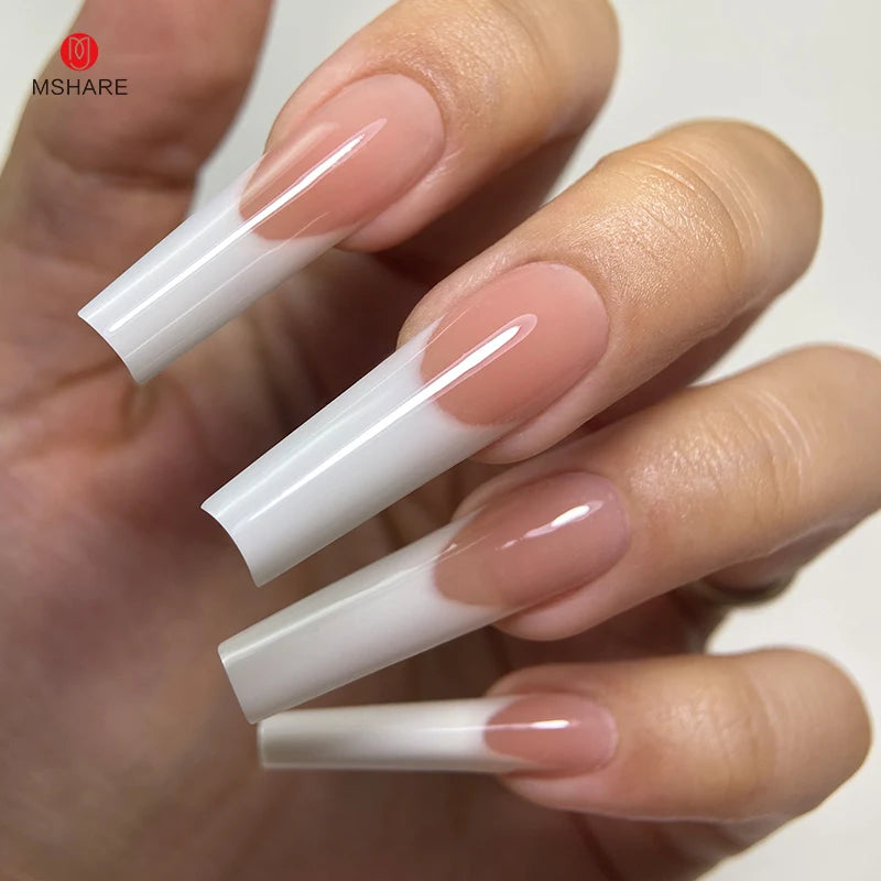 MSHARE Gel French Nails Tips Super White Poly Acrylic Gel for Nail Extension Crystal UV LED Construction 60ml Nail Gel Liquid