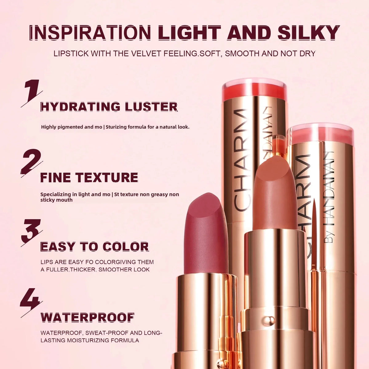 Long Lasting Moisturizing Velvet Lipstick Waterproof Non Stick Cup Creamy Nourish Cover Lip Line Glossy Golden Mud Formula