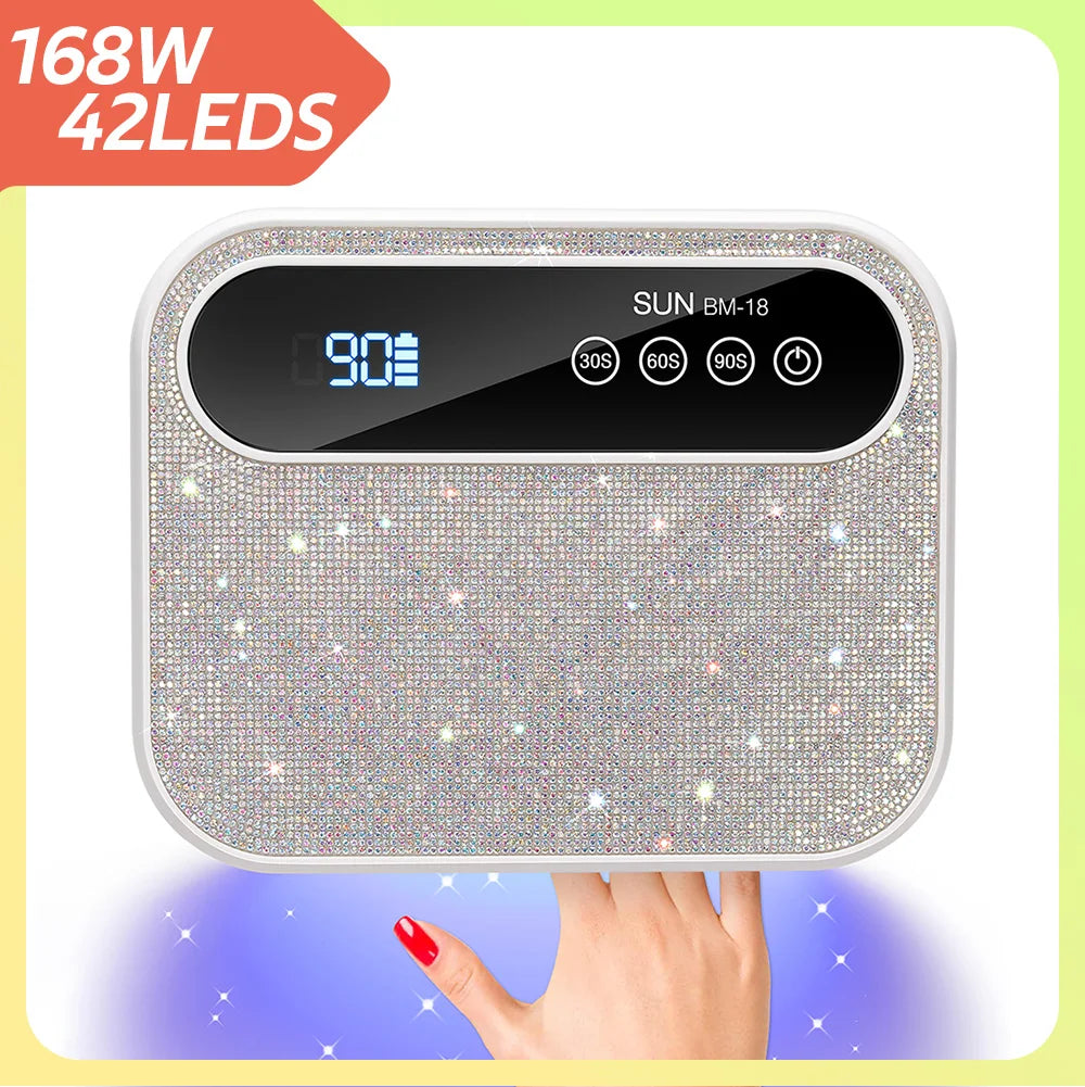 DianaBeauty 168W Rechargeable UV LED Nail Lamp 42LEDS Nail Dryer for Curing All Gels Nail Polishing Nail Art Tools