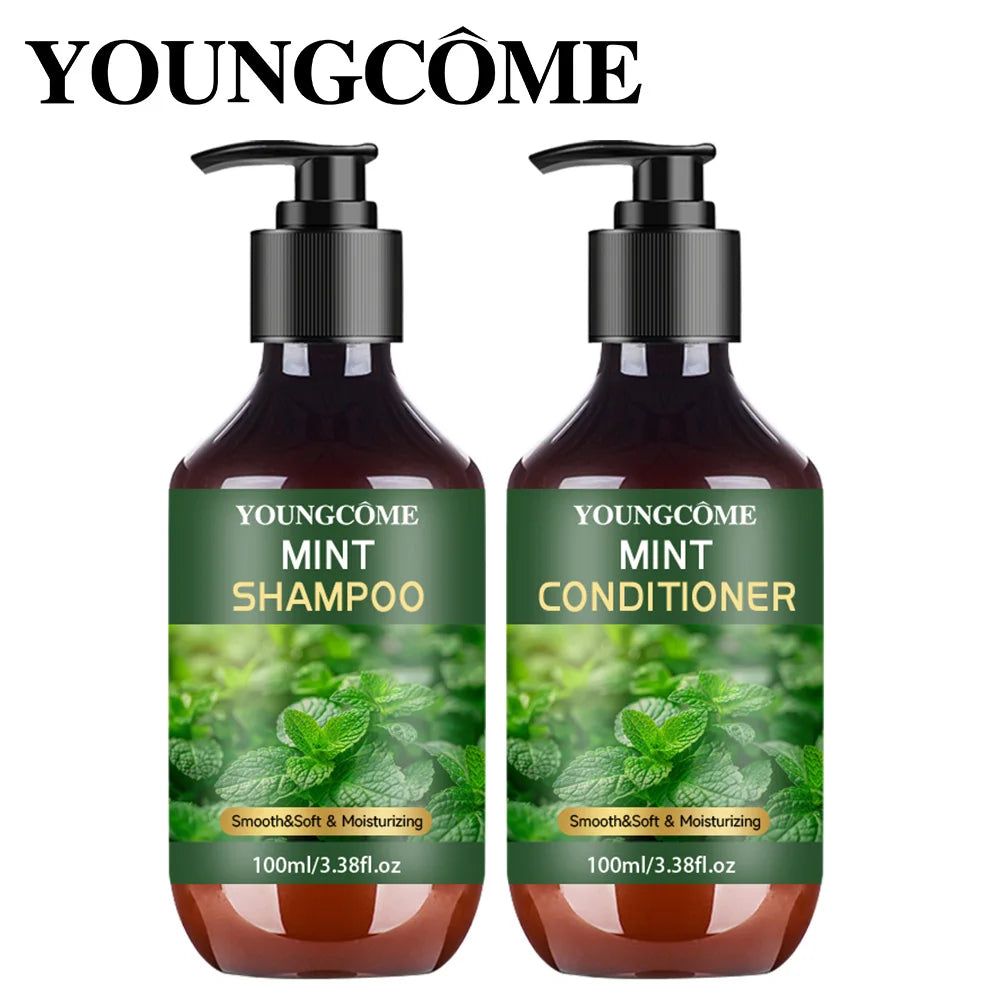 YOUNGCOME Peppermint Oil Shampoo and Conditioner Set for Hair Smooth&Soft & Moisturizing - For  Women & Men, 3.38 FL Oz Each
