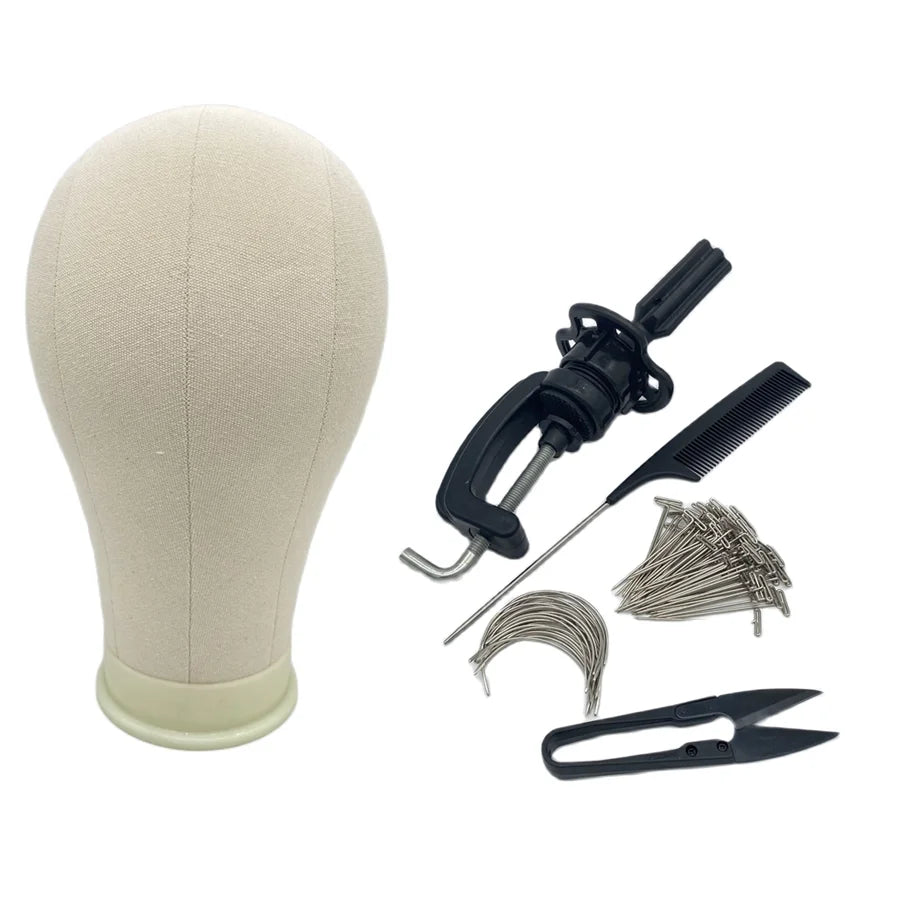 Canvas Block Head Kit Training Mannequin Wig Head Display Styling Mannequin Manikin Head Wig Stand Wig Head Stand