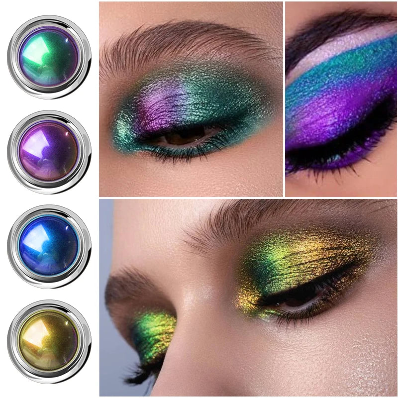 Chameleon Optical Color Shift Eyeshadow Cream Multi Chrome Shimmer Metallic Eye Lip Pigment Long Lasting Duochrome Makeup