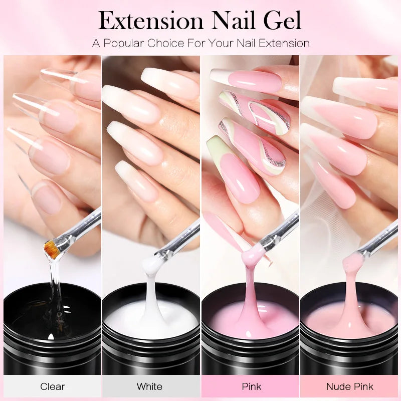 BORN PRETTY 225g Nail Extension Gel Jelly White Pink Clear Gel Nail Polish Quick Extending UV Nail Hard Gels Soak Off Gel Varnis