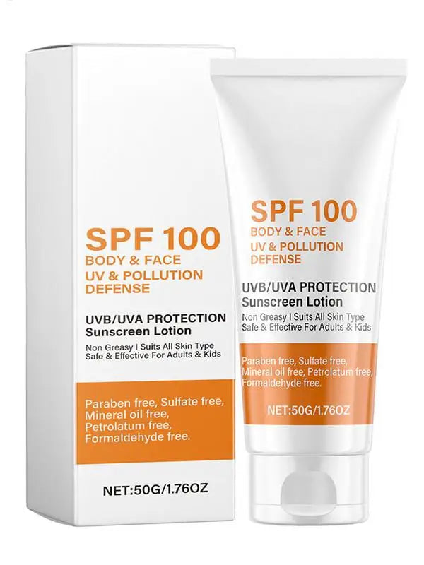 Sunscreen SPF 100 Waterproof Glow Sun Cream with UVA/UVB protection Face Sunscreen 50g for Beach Summer Outdoor Hiking Daily
