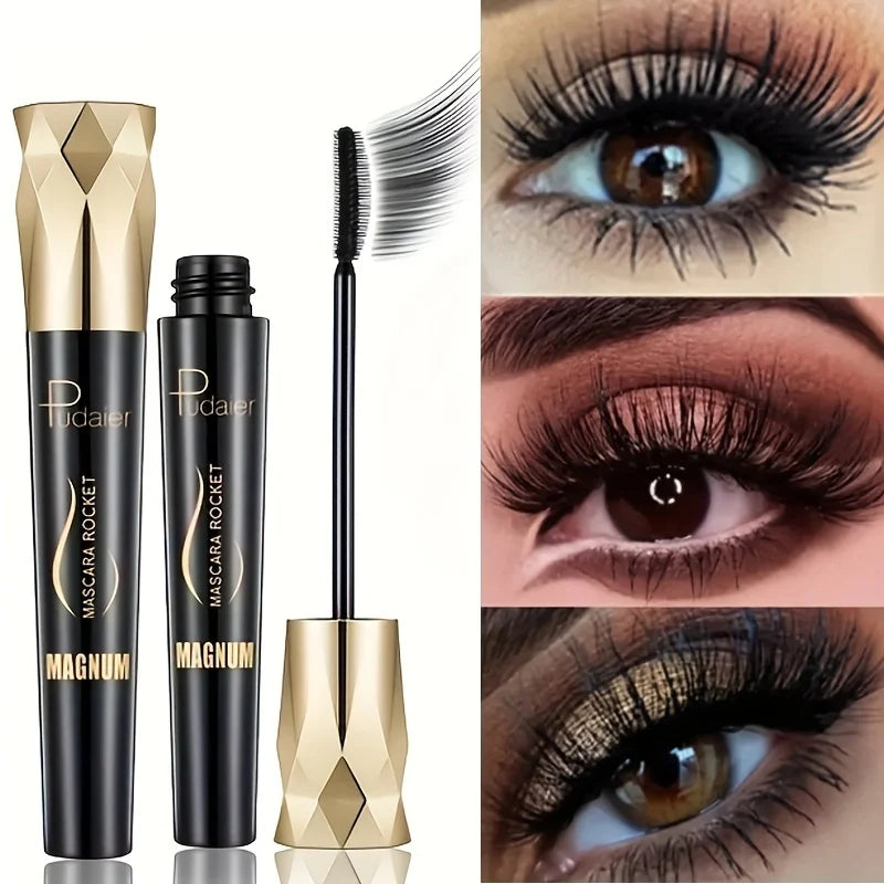 1pc Pudaier Fiber Lash Mascara - Waterproof, Smudge-Proof, Long-Lasting Black Extensions, Natural Look, No Flaking or Clumping,