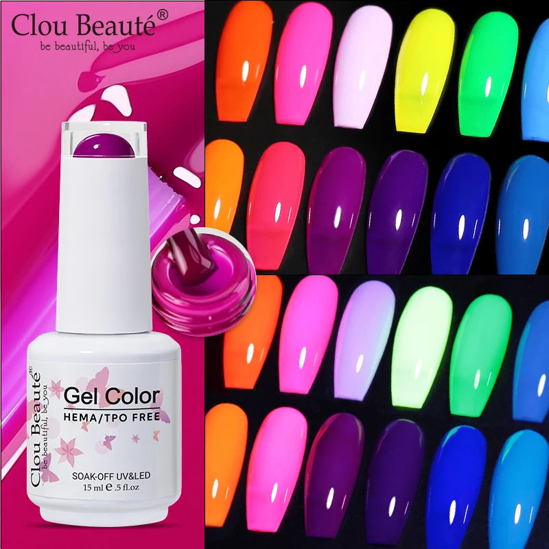 Clou Beaute Solid Gel Nail Polish Milky White Neon Green Color Gel Varnish HEMA TPO FREE Gel Polish Nail Art Semi Permanent Nail