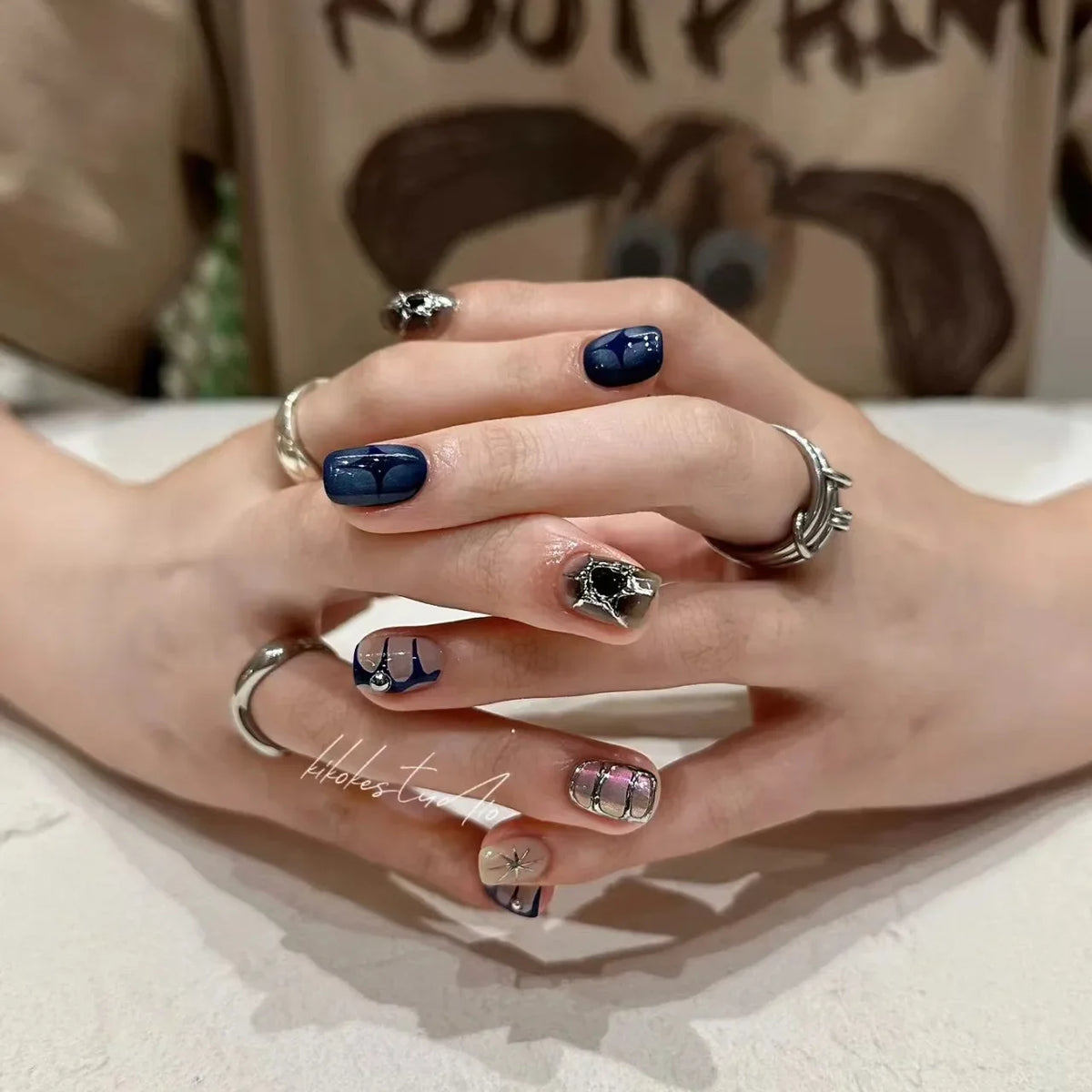 10Pcs Short Handmade Press on Nails Fake Nails Wearable Stick-on Nails False Nail Uñas Postizas Накладные Ногти Faux Ongles 네일팁