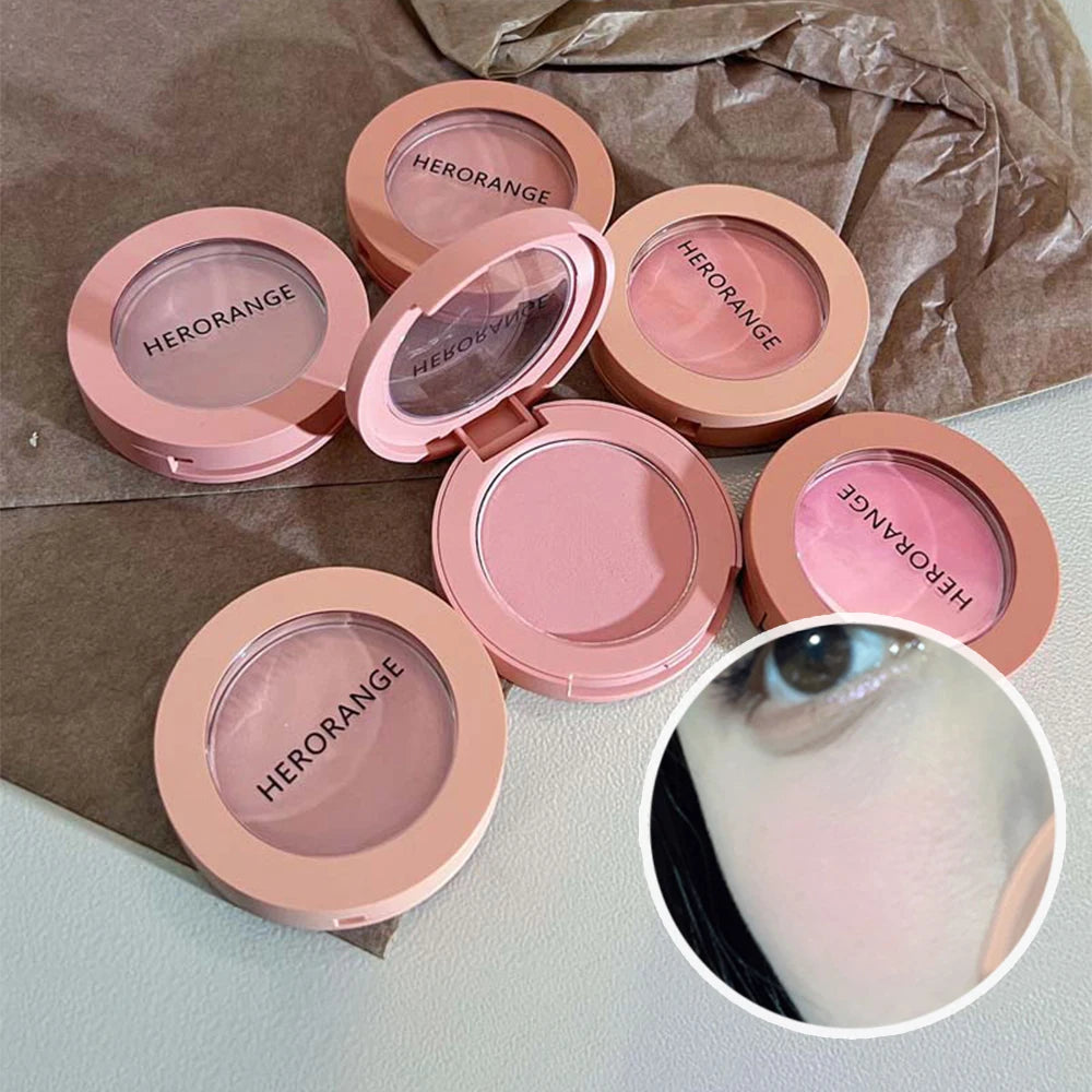 HERORANGE Monokrom Serbuk Blush Waterproof, Long-lasting, Peach-orange Soft Matte Natural Blush Rouge