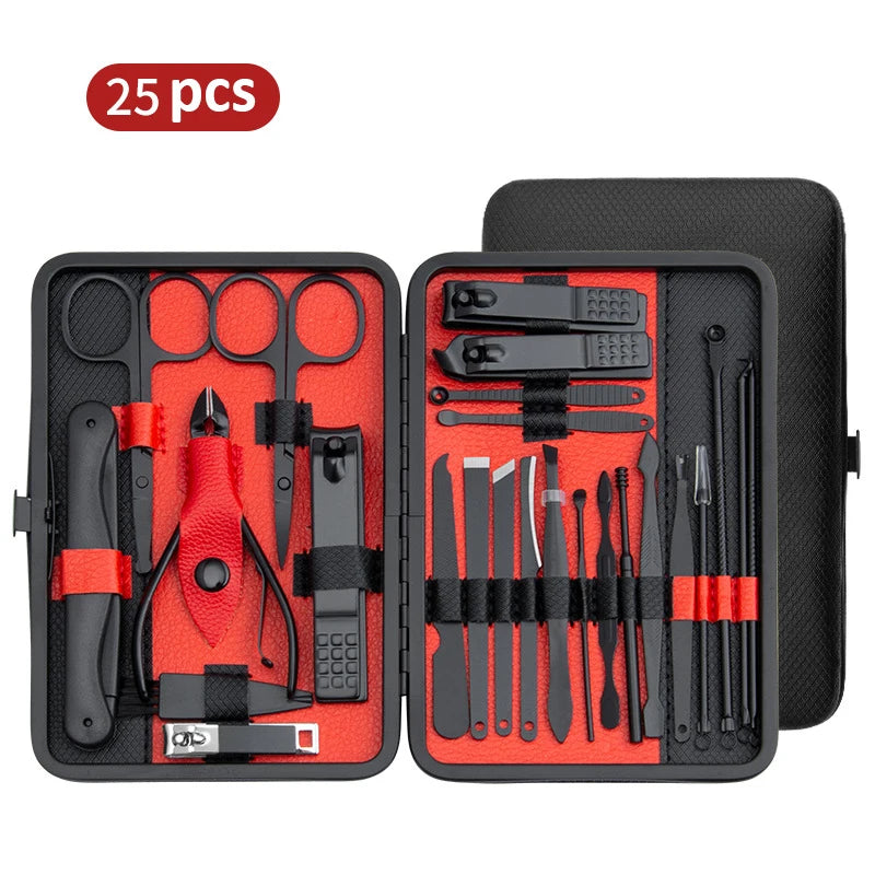 10/15/25Pcs Professional Manicure Set Stainless Steel Nail Clippers Set Idea Packing Manicure Kits Scissors Makeup