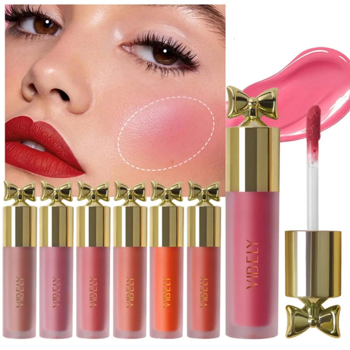 1PC Natural Gloss Liquid Blush – Waterproof, Lightweight, Improves Dull Skin, High Color Rendering, Ideal Holiday Gift Series
