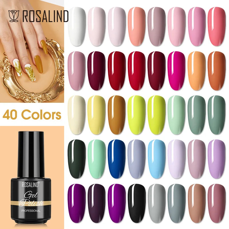ROSALIND Nail Gel Polish Shiny Hybrid Varnish Semi Permanent Nail Art Top Base Coat Temperature Changed Gel Nail Polish