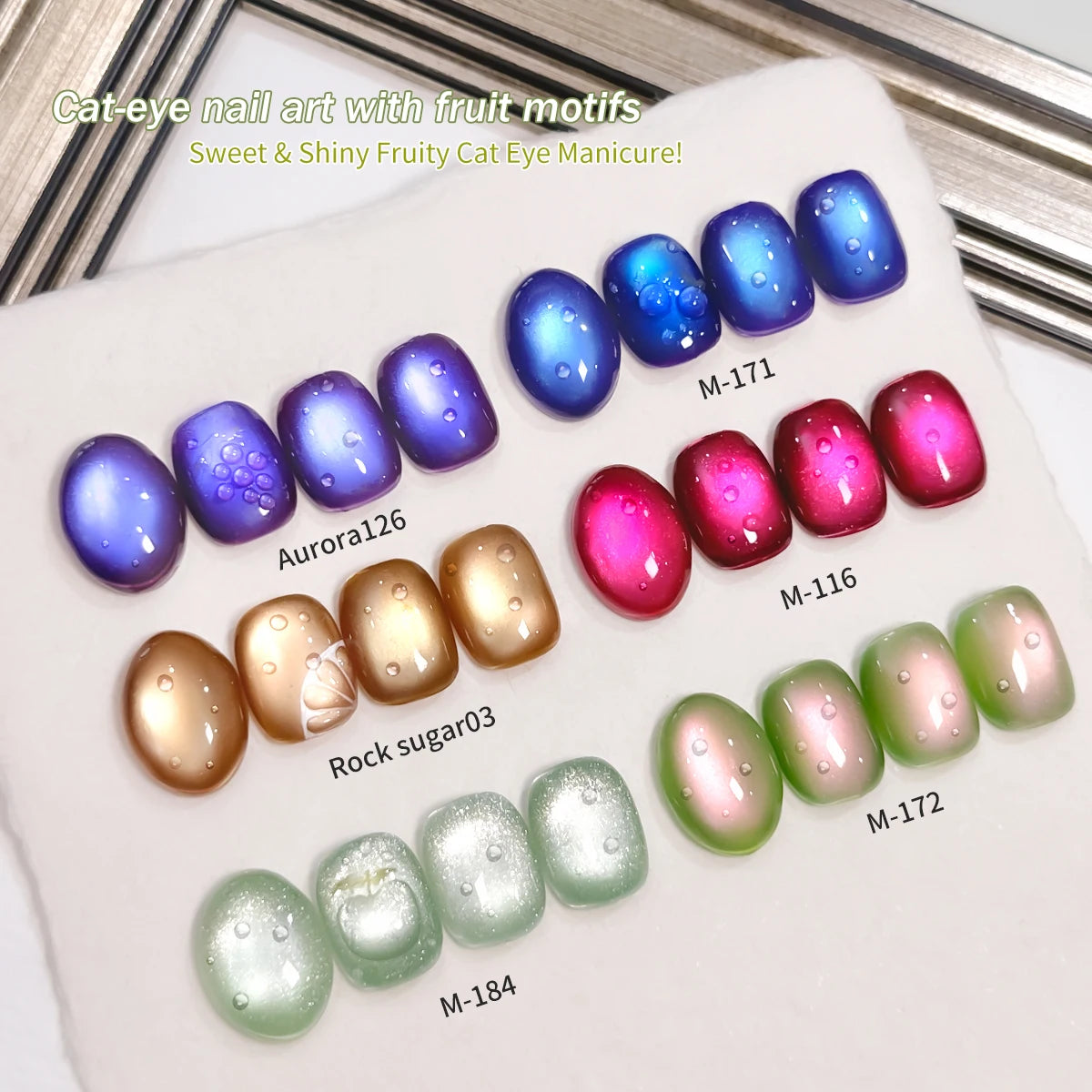 6pcs cat eye nail polish gel 2025 new style Blue Pink cat eye nail art suitable for women's nail salon design