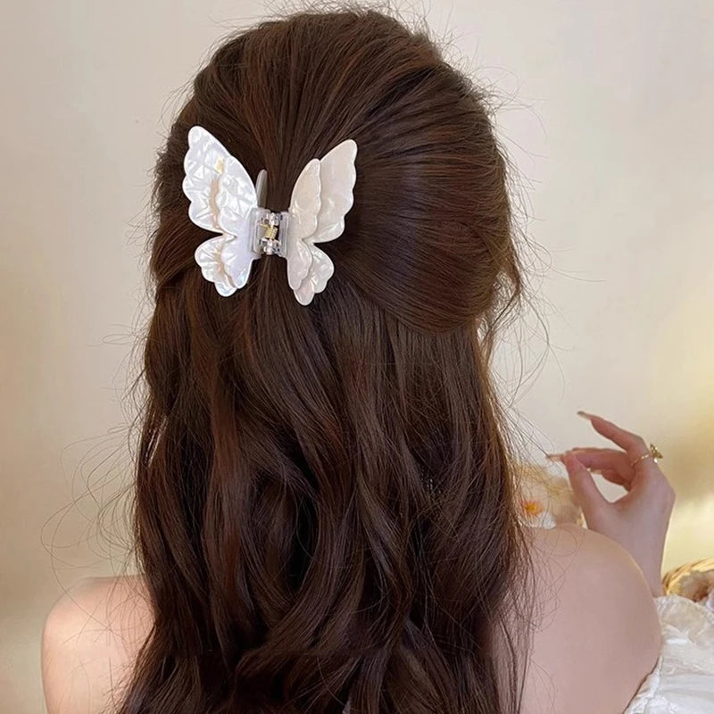 New Fairy Acetate Butterfly Claw Clip Female Elegant Colorful Bow Crab Shark Hair Clips Hairpins For Women Girl Hair Accessories