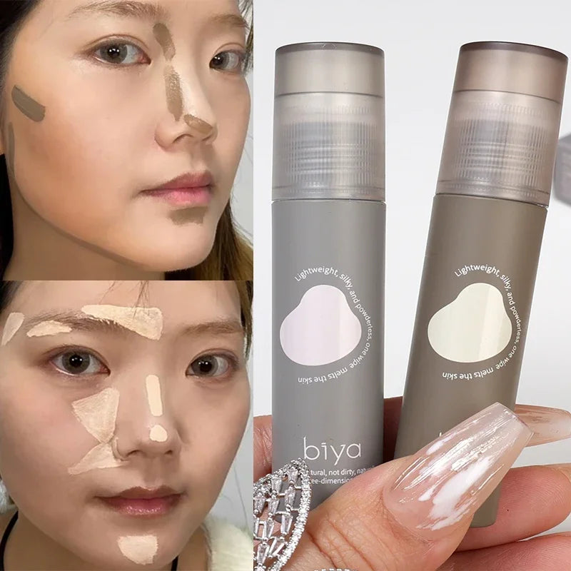 Matte Liquid Concealer Contouring Stick Skin Brighten Face Bronzer Contour Highlighter Grey Brown Woman V-face Shaping Cosmetics
