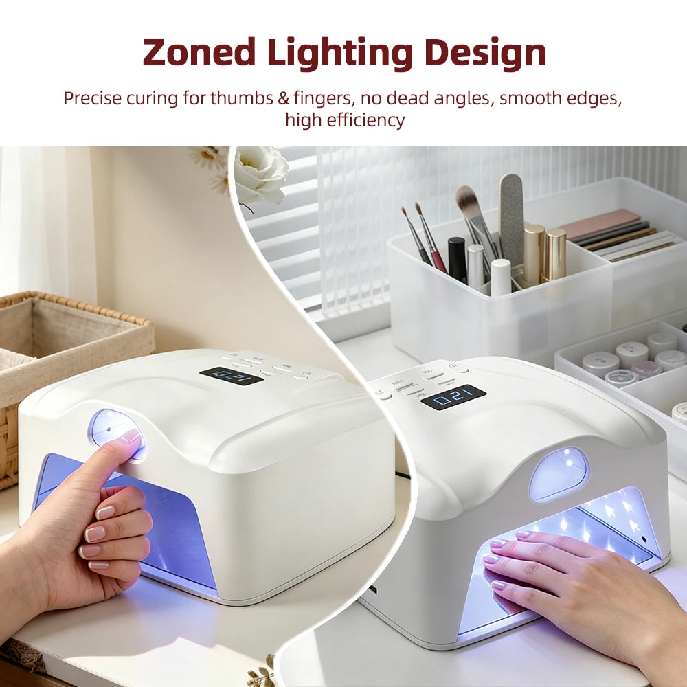 2 In 1 LED Nail Lamp Auto Sensor Gel Nail Dryer with Thumb Curing Zone Fast Curing Nail Light for Salon & Home Manicure Pedicure