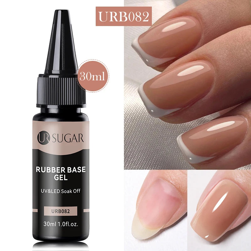 UR SUGAR 30ml Refilled Rubber Base Gel Big Capacity Crystal Nude Pink Clear Soak Off UV LED Nail Art Varnish Constructed Gel