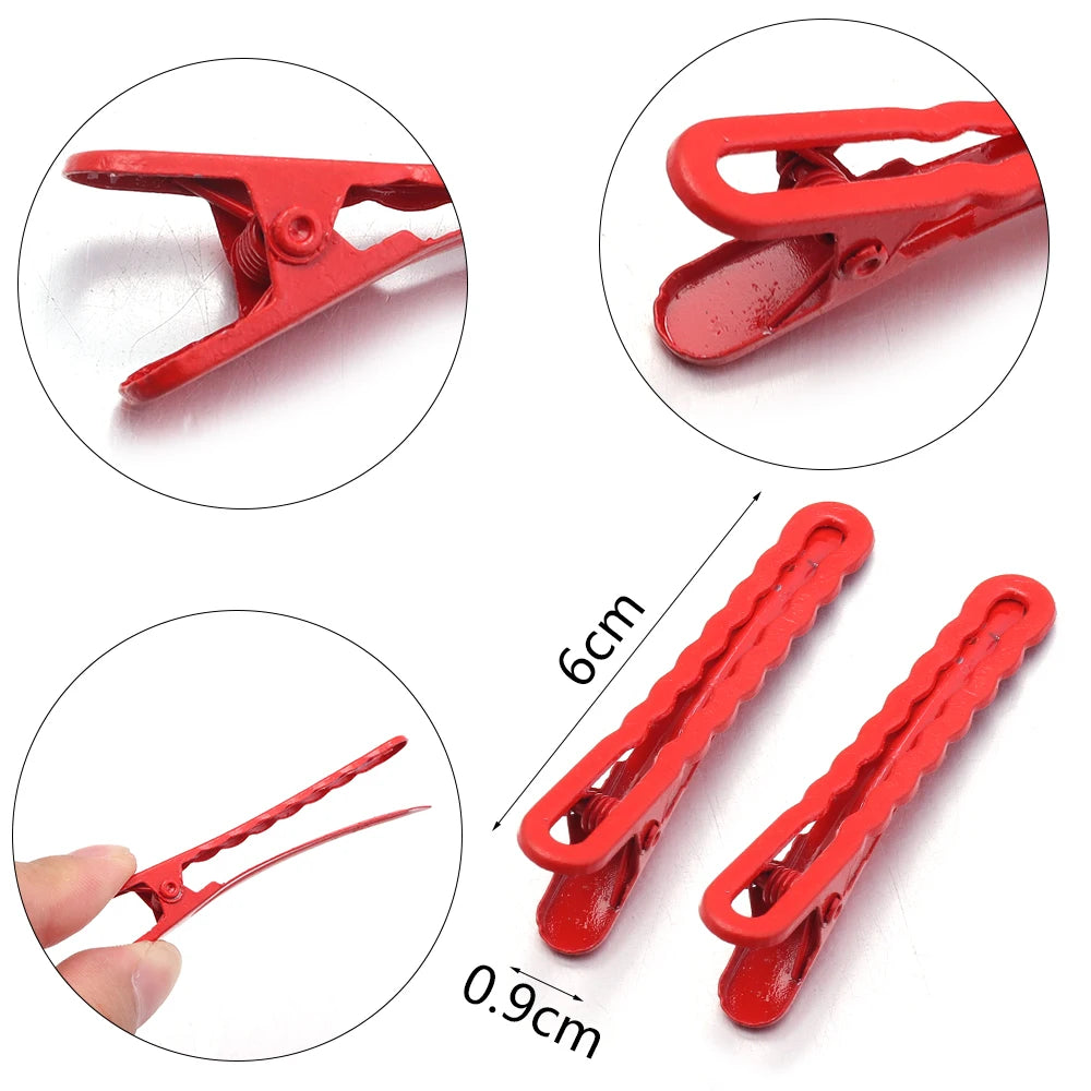 50pcs 6cm Candy Colored Hair Clips Women Girls Metal Hairpins Hollow Bangs Side Clip for Makeup Hair Styling Hairgrip Wholesale