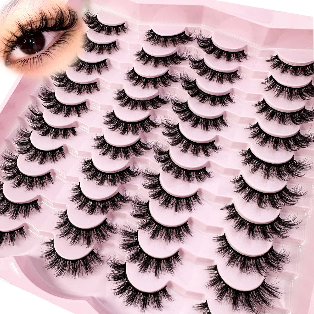 20pairs 5D Fluffy Eyelashes D Curl Lashes Thick Cat Eye Lashes Soft Wispy 8D Volume Fake Eyelash Extension Makeup
