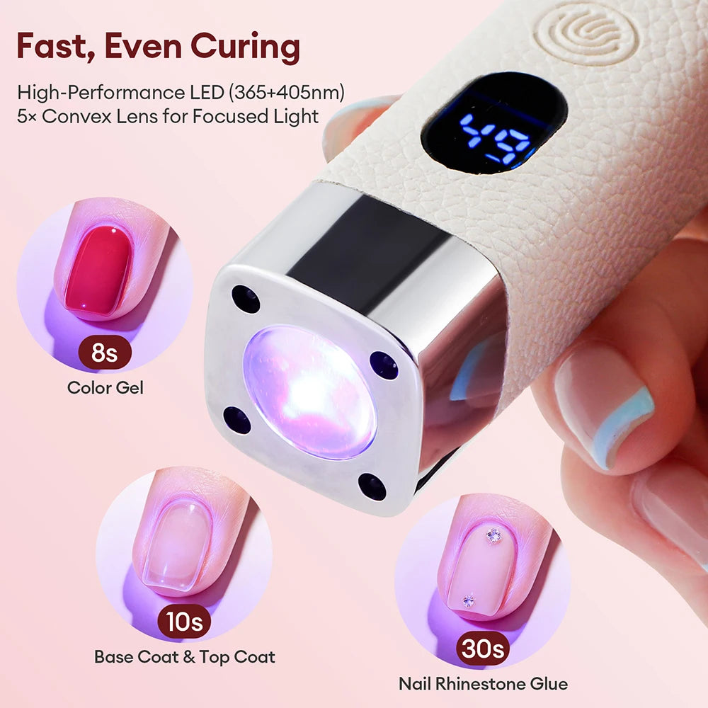 Rechargeable Handheld UV LED Nail Dryer Lamp Cat Eye Magnet Auto Sensor Gel Curing Light with Magnets Nail Art Tool