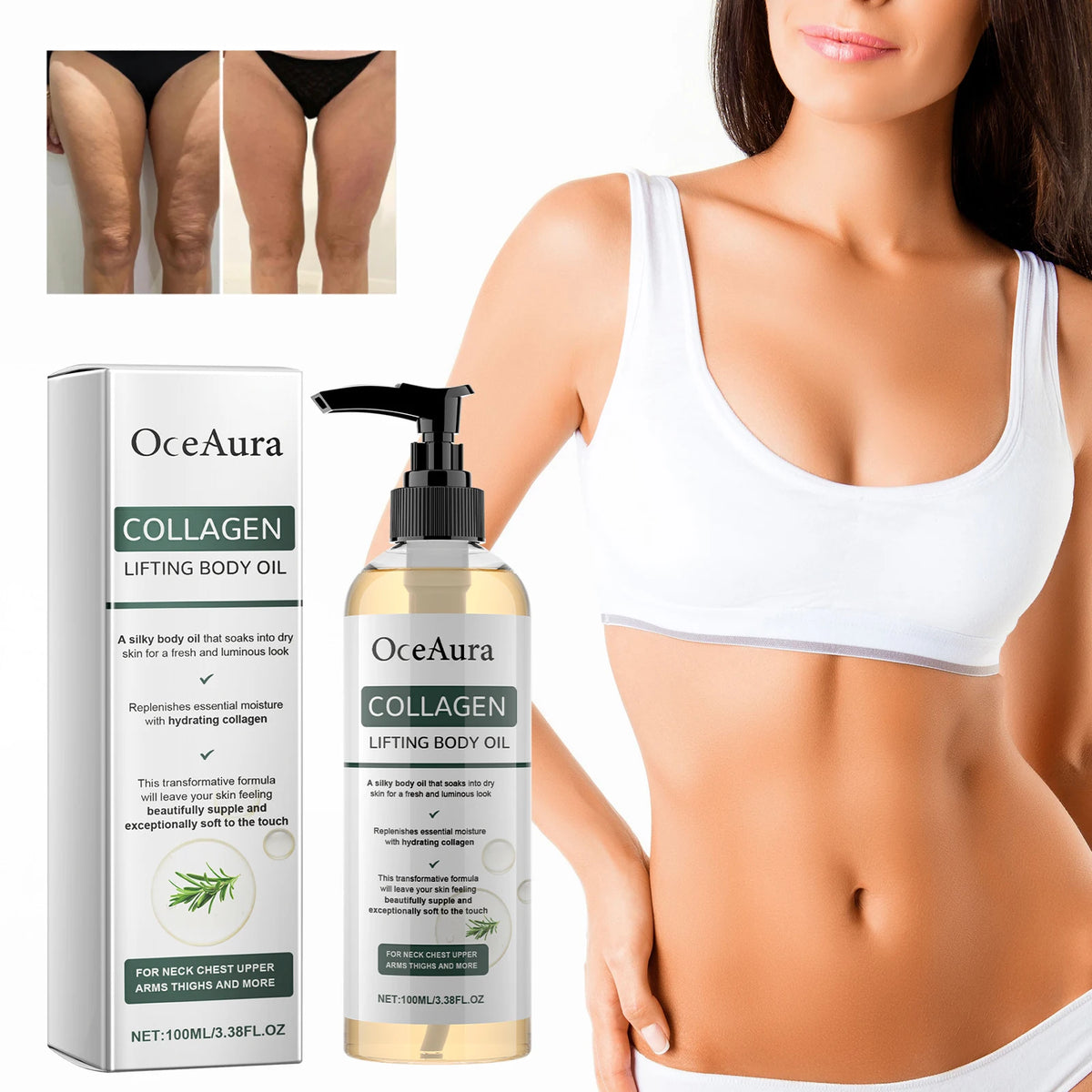 Collagen Firming Body Oil Deep Hydration Moisturizing Firming Arm Belly ＆ Excess Fat Whole Body Skin Massage Essential Oil 100ml