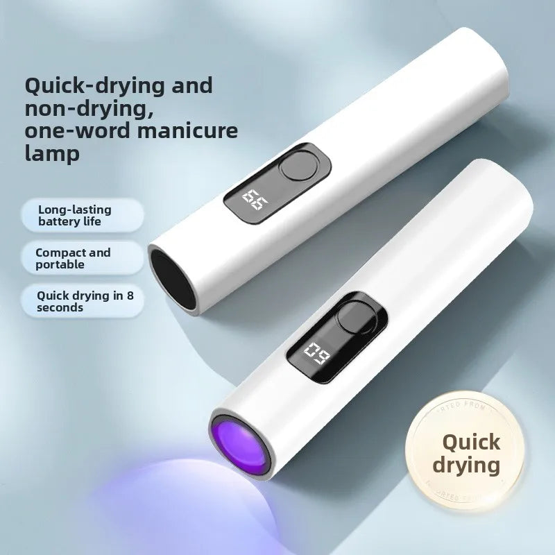 Handheld Nail Lamp, Straight Light, Spotlight, Two Levels, Timed Digital Display, Purple Light, USB Charging, Quick Drying, Port