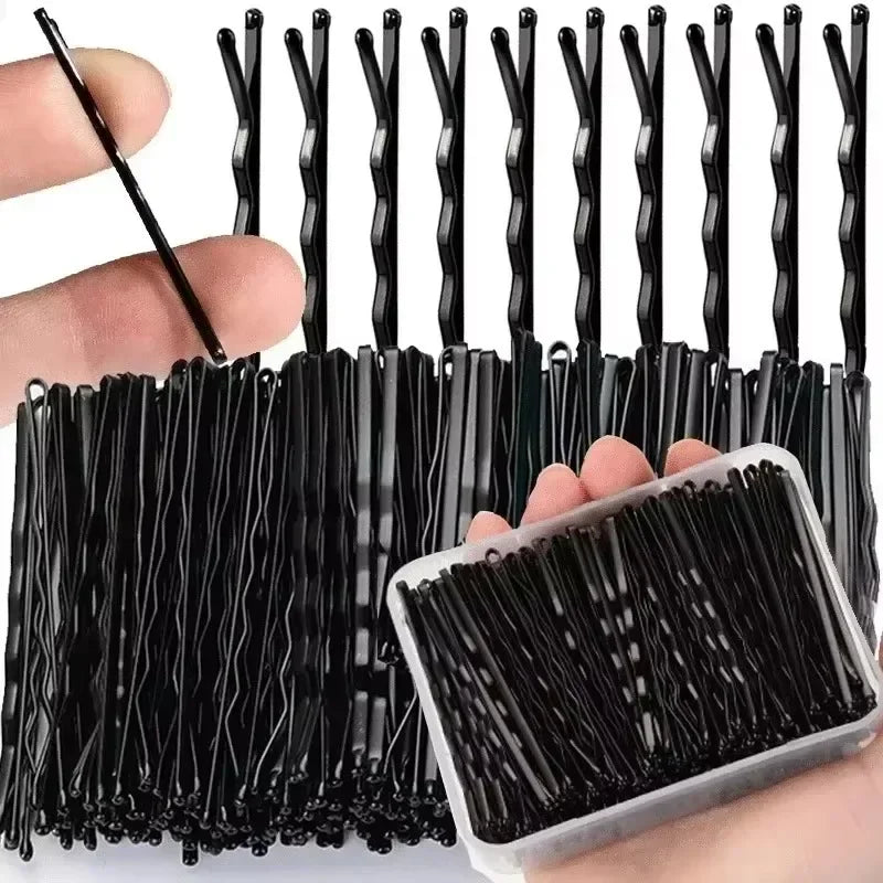 50-600pcs Black Straight Line Hair Clip U-shaped Needle Lady Hairpins Curly Wavy Grips Women Bobby Pins Styling Hair Accessories