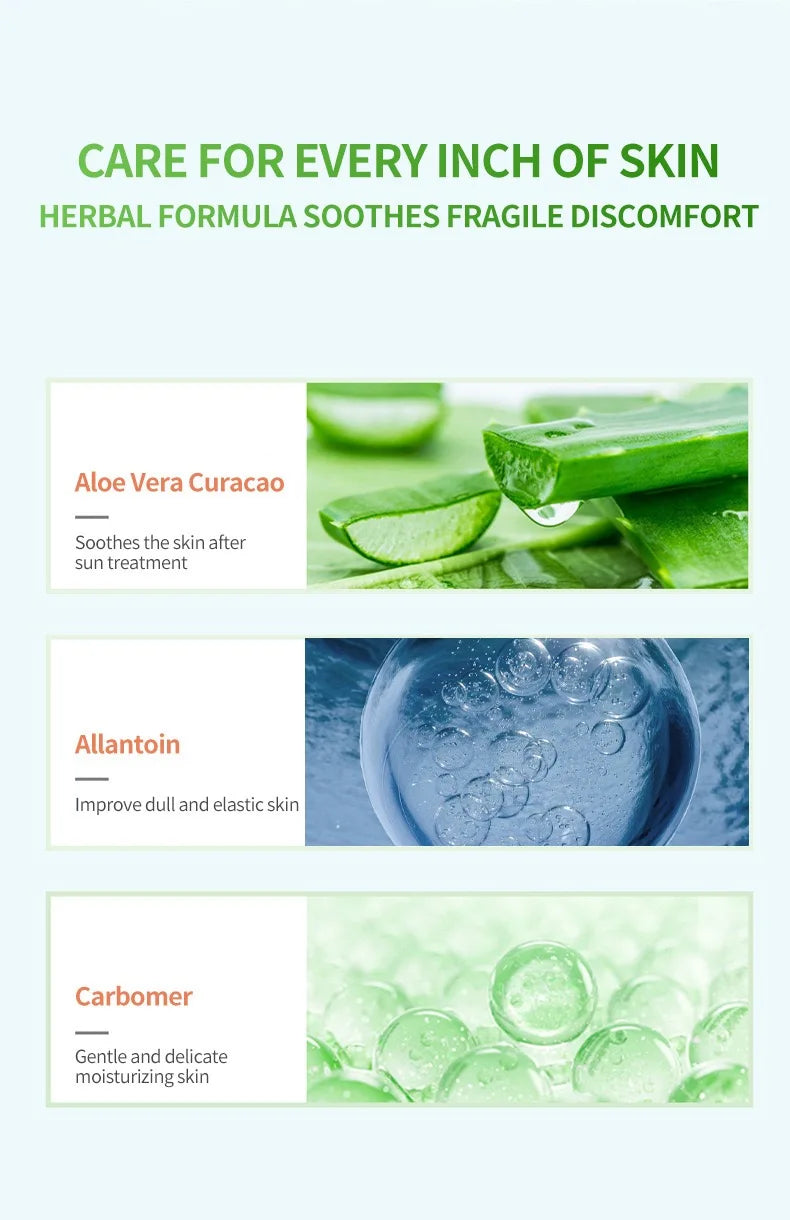 "Pure Aloe Vera Gel (300G) - 99% Natural for Face, Hair & Body, Sunburn Relief & Hydration, Non-Sticky"