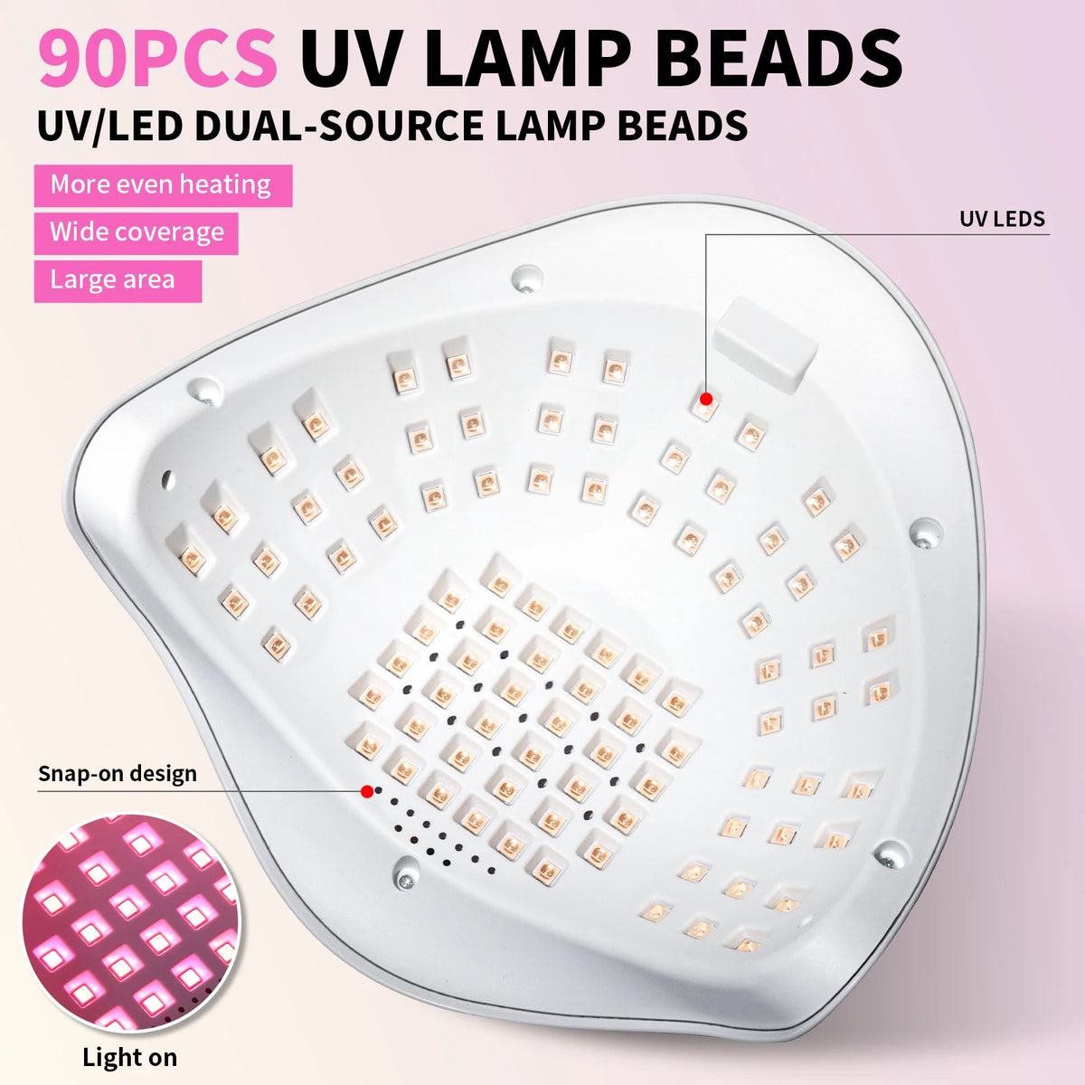 Professional 90 LED UV Nail Lamp For Nails Gel Polish With 4 Timer Setting HD Display Screen Auto Sensor Nail Dryer Tool