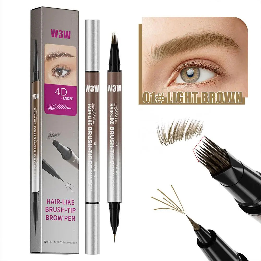 4D Miniature Double Head 2in1 Eyebrow Eyeliner Pencil - Waterproof Non Smudge Multi Color Liquid Eyebrow Pencil Dual Use Eye